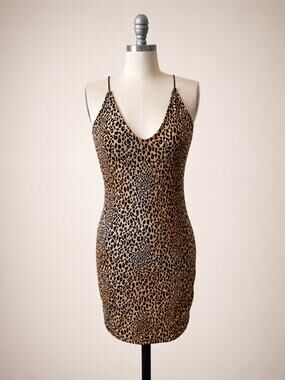 H&M Divided Leopard Print Bodycon Slip Dress Women's Size 4 Animal Print